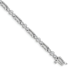 14k White Gold Holds 1 carat 18-1.9mm/9-2.4mm Round Diamond Bezel Paperclip Link 7 inch Tennis Bracelet Mounting (No Stone Included)