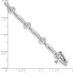14k White Gold Holds 1/2 carat 11-2.3mm Round Diamond Bezel Curved Bar Link 7 inch Bracelet Mounting (No Stone Included)
