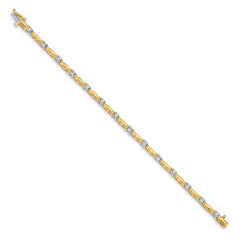 14k Two-tone Holds 1 carat 14-2.6mm Round Diamond Curved Bar Link 7 inch Tennis Bracelet Mounting (No Stone Included)