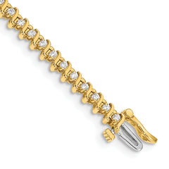 14k Holds 7/8 carat 54-1.6mm Round Diamond 2-prong S-link 7 inch Tennis Bracelet Mounting (No Stone Included)