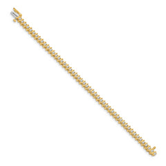 14k Holds 2 carat 49-2.2mm Round Diamond 2-prong S-link 7 inch Tennis Bracelet Mounting (No Stone Included)