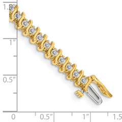 14k Holds 2 carat 49-2.2mm Round Diamond 2-prong S-link 7 inch Tennis Bracelet Mounting (No Stone Included)