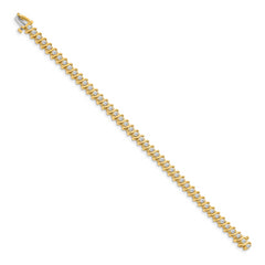 14k Complete 3.08 carat Round AA Diamond 2-prong S-link 7 inch Tennis Bracelet