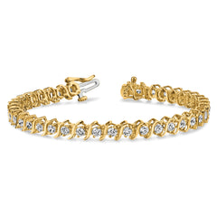 14k Holds 3.08 carat 44-2.6mm Round Diamond 2-prong S-link 7 inch Tennis Bracelet Mounting (No Stone Included)