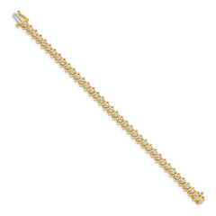 14k Holds 3.9 carat 38-3.0mm Round Diamond 2-prong S-link 7 inch Tennis Bracelet Mounting (No Stone Included)