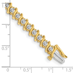 14k Holds 3.9 carat 38-3.0mm Round Diamond 2-prong S-link 7 inch Tennis Bracelet Mounting (No Stone Included)