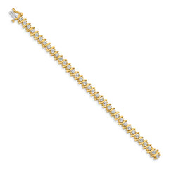 14k Holds 5.95 carat 35-3.5mm Round Diamond 2-prong S-link 7 inch Tennis Bracelet Mounting (No Stone Included)