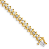 14k Holds 5.95 carat 35-3.5mm Round Diamond 2-prong S-link 7 inch Tennis Bracelet Mounting (No Stone Included)