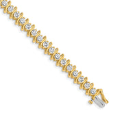 14k Holds 7.19 carat 33-3.8mm Round Diamond 2-prong S-link 7 inch Tennis Bracelet Mounting (No Stone Included)