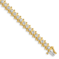 14k Holds 7.19 carat 33-3.8mm Round Diamond 2-prong S-link 7 inch Tennis Bracelet Mounting (No Stone Included)