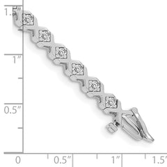 14k White Gold Holds 2 carat 29-2.6mm Round Diamond 4-prong X-design 7 inch Tennis Bracelet Mounting (No Stone Included)