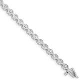 14k White Gold Holds 2 carat 29-2.6mm Round Diamond 4-prong X-design 7 inch Tennis Bracelet Mounting (No Stone Included)