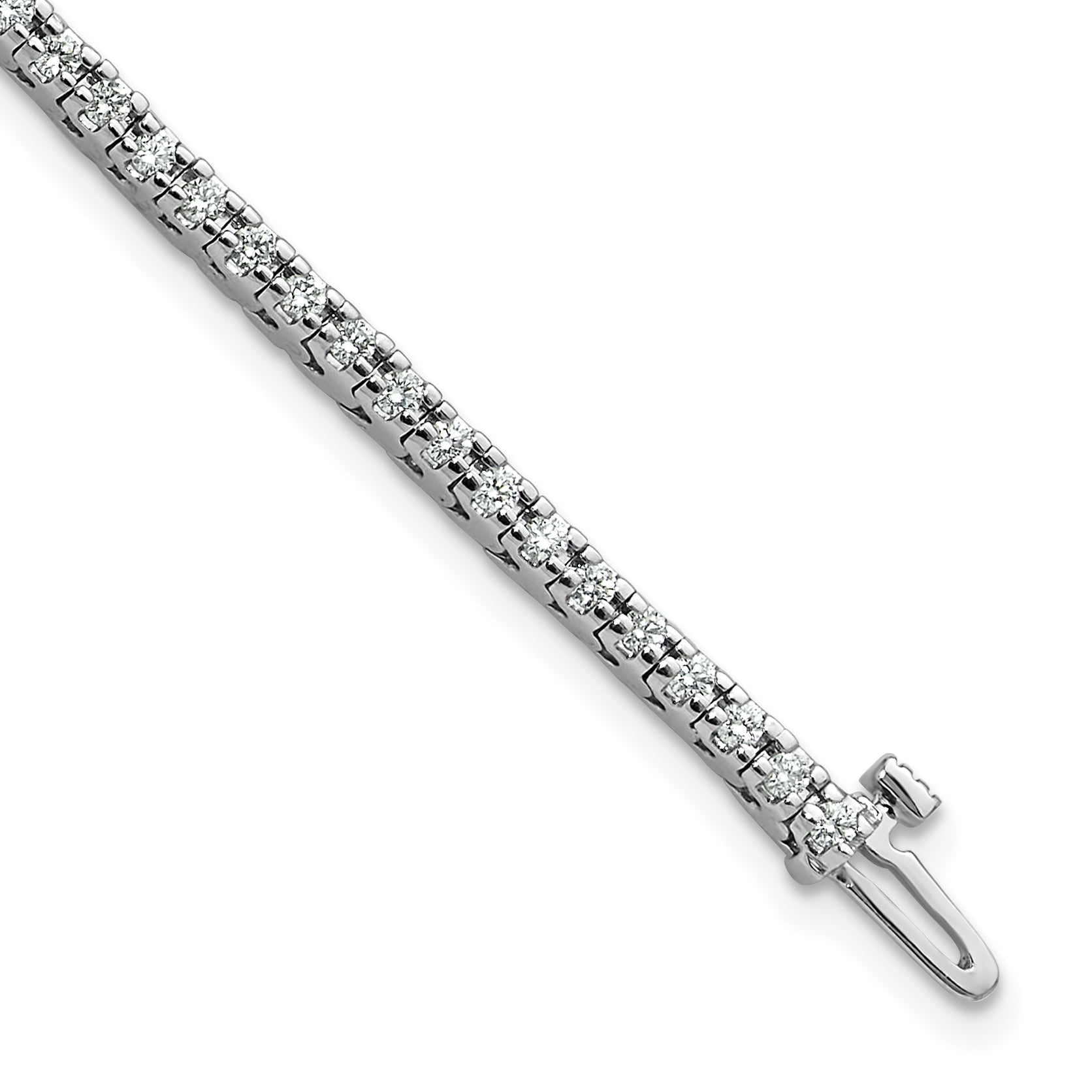 14k White Gold Holds 1.25 carat 74-1.6mm Round Diamond 4-prong 7 inch Tennis Bracelet Mounting (No Stone Included)