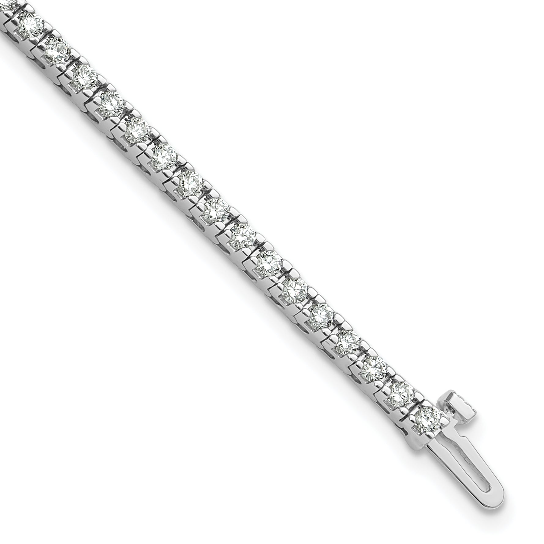 14k White Gold Holds 2.17 carat 62-2.0mm Round Diamond 4-prong 7 inch Tennis Bracelet Mounting (No Stone Included)