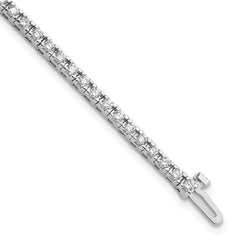 14k White Gold Complete 2.17 carat Round AA Diamond 4-prong 7 inch Tennis Bracelet