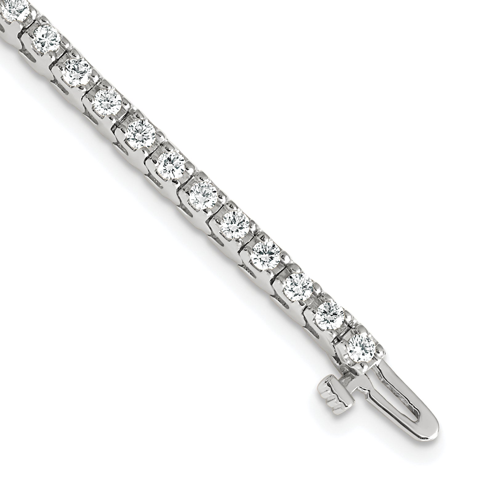 14k White Gold Complete 2.18 carat Round AA Diamond 4-prong 7 inch Tennis Bracelet
