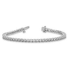 14k White Gold Holds 2.86 carat 55-2.4mm Round Diamond 4-prong 7 inch Tennis Bracelet Mounting (No Stone Included)