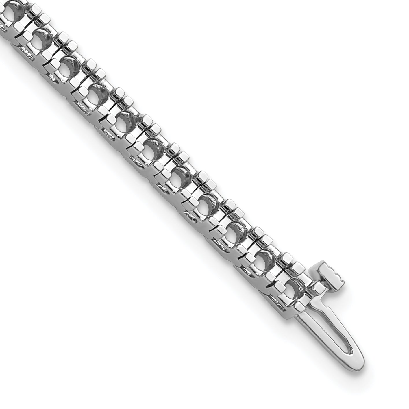 14k White Gold Holds 2.86 carat 55-2.4mm Round Diamond 4-prong 7 inch Tennis Bracelet Mounting (No Stone Included)