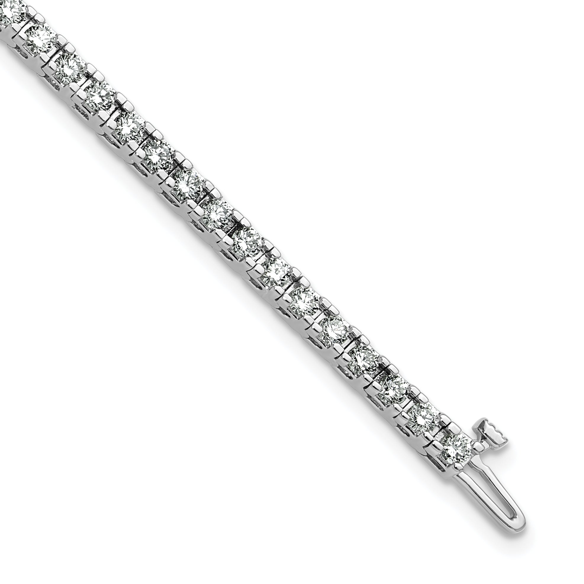 14k White Gold Complete 2.86 carat Round AA Diamond 4-prong 7 inch Tennis Bracelet
