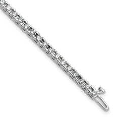 14k White Gold Complete 2.86 carat Round AA Diamond 4-prong 7 inch Tennis Bracelet