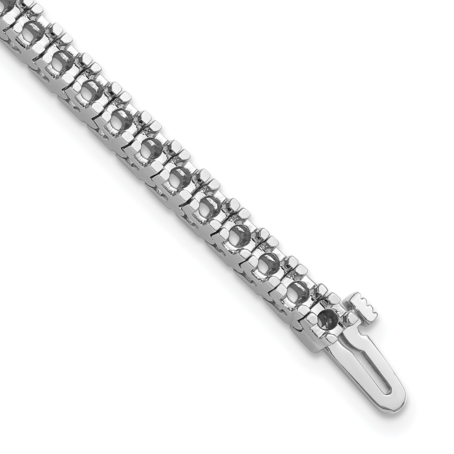 14k White Gold Holds 4.1 carat 52-2.7mm Round Diamond 4-prong 7 inch Tennis Bracelet Mounting (No Stone Included)