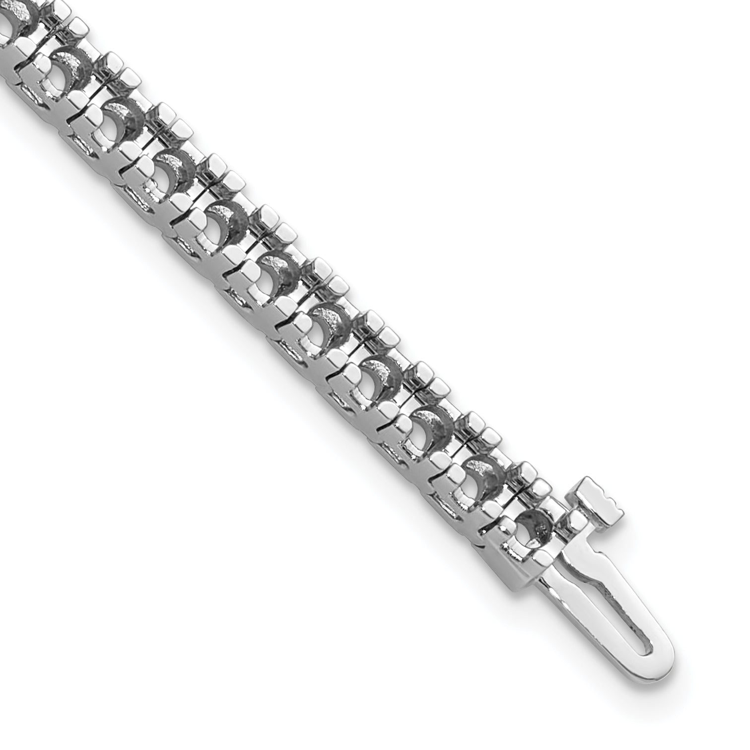 14k White Gold Holds 4.65 carat 50-2.9mm Round Diamond 4-prong 7 inch Tennis Bracelet Mounting (No Stone Included)