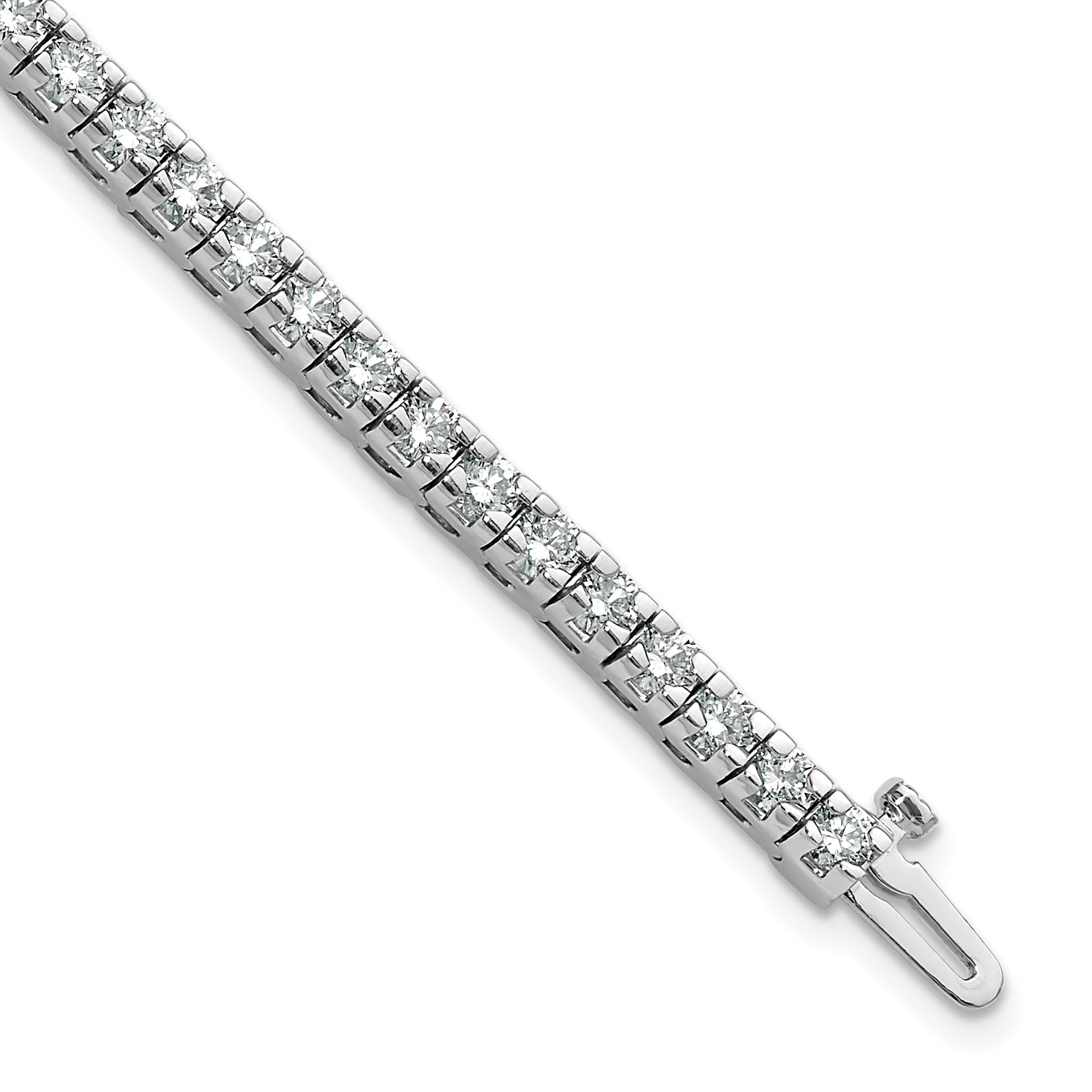 14k White Gold Complete 4.65 carat Round AA Diamond 4-prong 7 inch Tennis Bracelet