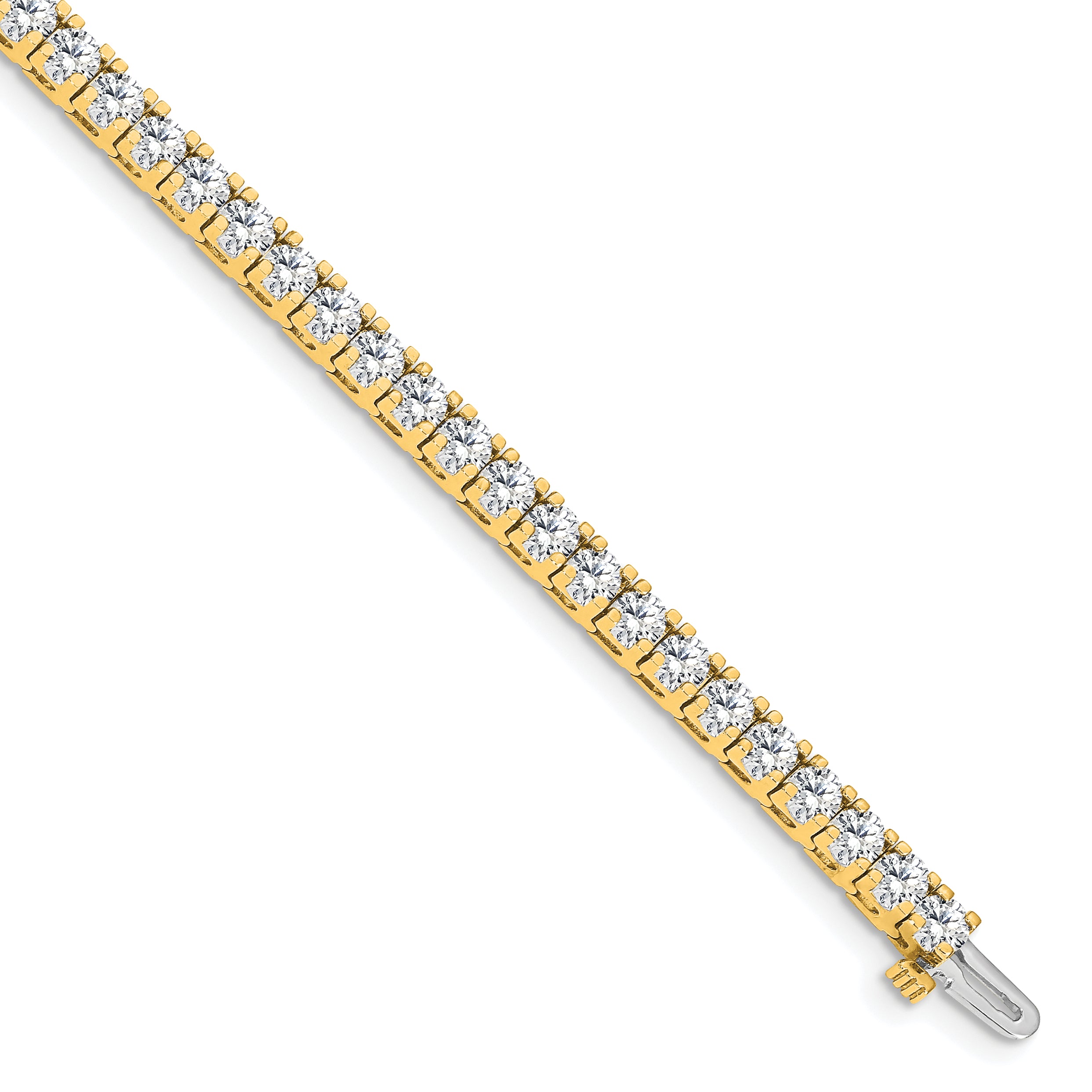 14k Complete 6.44 carat Round AAA Diamond 4-prong 7 inch Tennis Bracelet