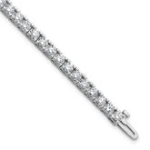 14k White Gold Complete 6.44 carat Round AA Diamond 4-prong 7 inch Tennis Bracelet