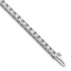 14k White Gold Complete 6.44 carat Round AA Diamond 4-prong 7 inch Tennis Bracelet