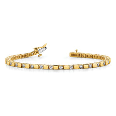 14k Holds 1.1 carat 28-2.1mm Round Diamond Square Link 7 inch Tennis Bracelet Mounting (No Stone Included)