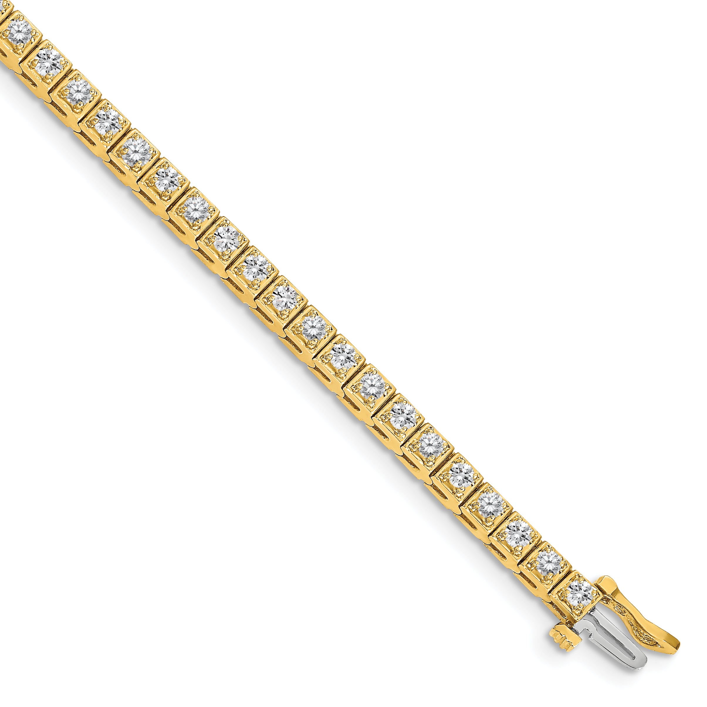 14k Holds 1.75 carat 44-2.2mm Round Diamond 4-prong 7 inch Tennis Bracelet Mounting (No Stone Included)