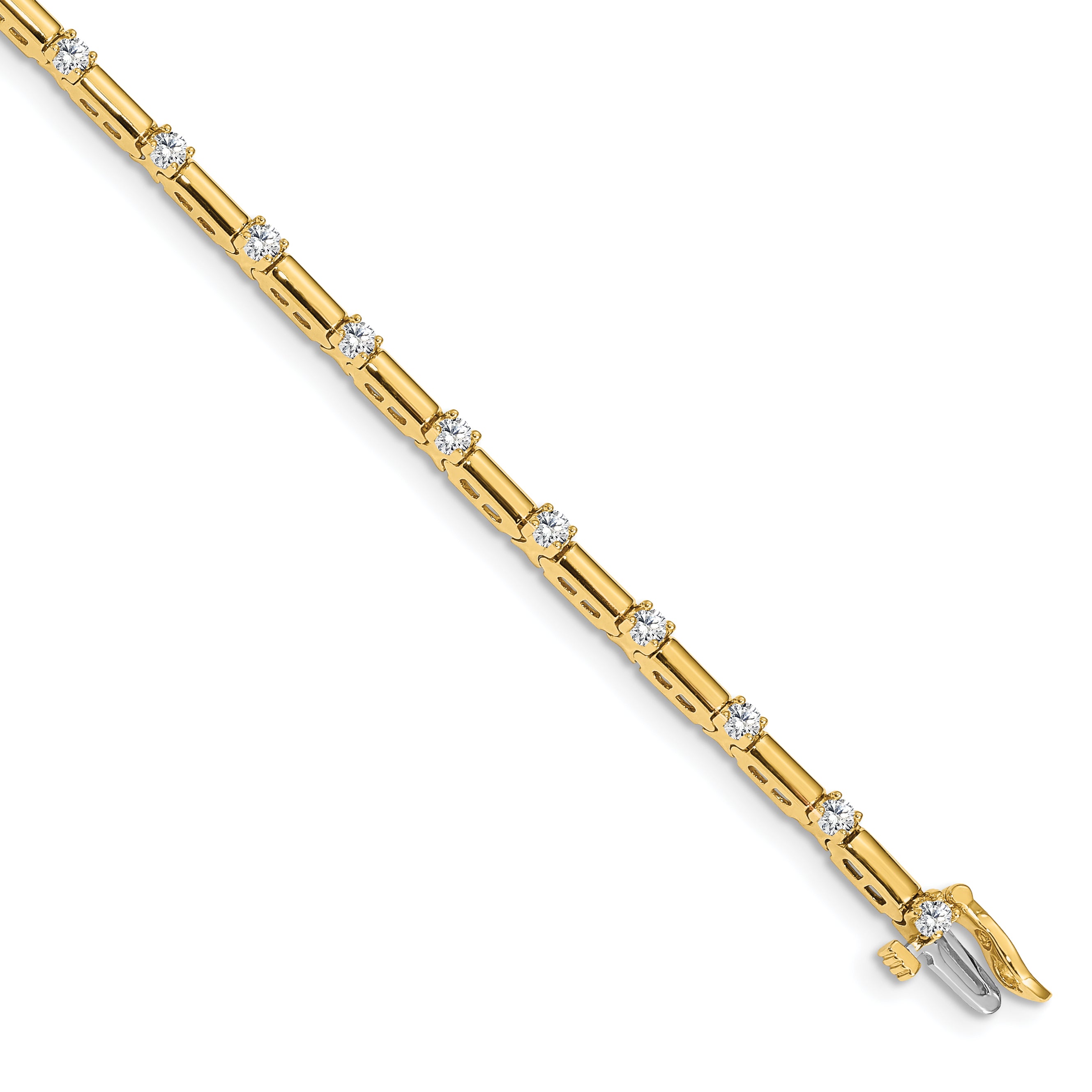 14k Complete 1 carat Round AAA Diamond Bar Link 7 inch Tennis Bracelet