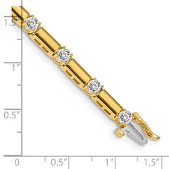 14k Holds 2.1 carat 15-3.3mm Round Diamond Bar Link 7 inch Tennis Bracelet Mounting (No Stone Included)