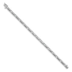 14k White Gold Holds 2.1 carat 15-3.3mm Round Diamond Bar Link 7 inch Tennis Bracelet Mounting (No Stone Included)