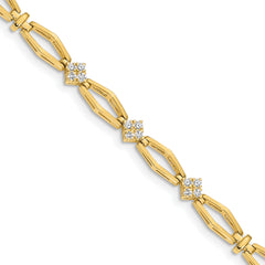 14k Holds 1/5 carat 12-1.6mm Round Diamond Cluster Fancy 7 inch Bracelet Mounting (No Stone Included)