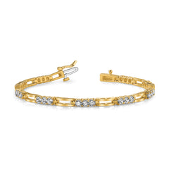14k Holds 1.5 carat 28-2.4mm Round Diamond Paperclip Link 7 inch Tennis Bracelet Mounting (No Stone Included)