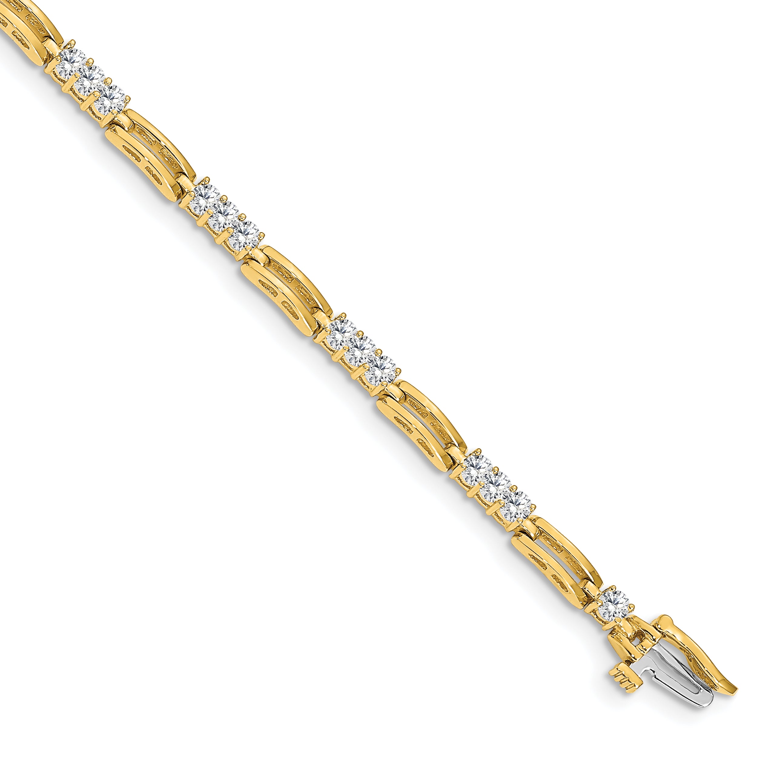 14k Holds 1.5 carat 28-2.4mm Round Diamond Paperclip Link 7 inch Tennis Bracelet Mounting (No Stone Included)