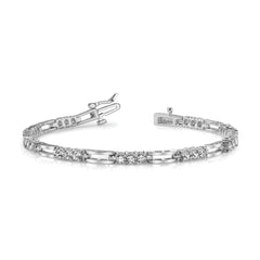 14k White Gold Holds 1.5 carat 28-2.4mm Round Diamond Paperclip Link 7 inch Tennis Bracelet Mounting (No Stone Included)