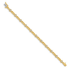 14k Holds 3/4 carat 11-2.6mm Round Diamond 4-prong Bar Link 7 inch Tennis Bracelet Mounting (No Stone Included)