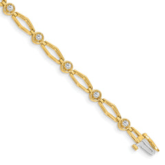 14k Holds 3/4 carat 9-2.7mm Round Diamond Fancy Link 7 inch Bracelet Mounting (No Stone Included)