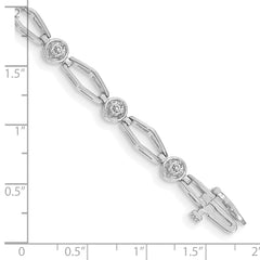 14k White Gold Holds 3/4 carat 9-2.7mm Round Diamond Fancy Link 7 inch Bracelet Mounting (No Stone Included)