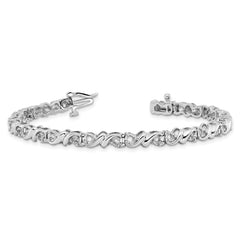 14k White Gold Holds 1.17 carat 30-2.1mm Round Diamond Fancy Swirl 7 inch Tennis Bracelet Mounting (No Stone Included)