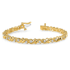 14k Holds 1.45 carat 28-2.4mm Round Diamond Fancy Swirl 7 inch Tennis Bracelet Mounting (No Stone Included)
