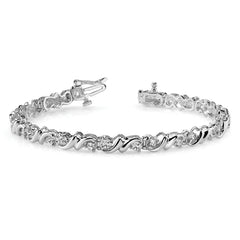 14k White Gold Holds 1.45 carat 28-2.4mm Round Diamond Fancy Swirl 7 inch Tennis Bracelet Mounting (No Stone Included)
