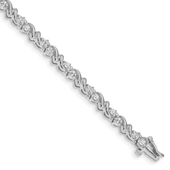 14k White Gold Holds 1.45 carat 28-2.4mm Round Diamond Fancy Swirl 7 inch Tennis Bracelet Mounting (No Stone Included)