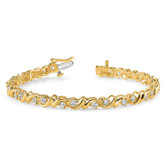 14k Holds 2.88 carat 28-3mm Round Diamond Fancy Swirl 7 inch Tennis Bracelet Mounting (No Stone Included)