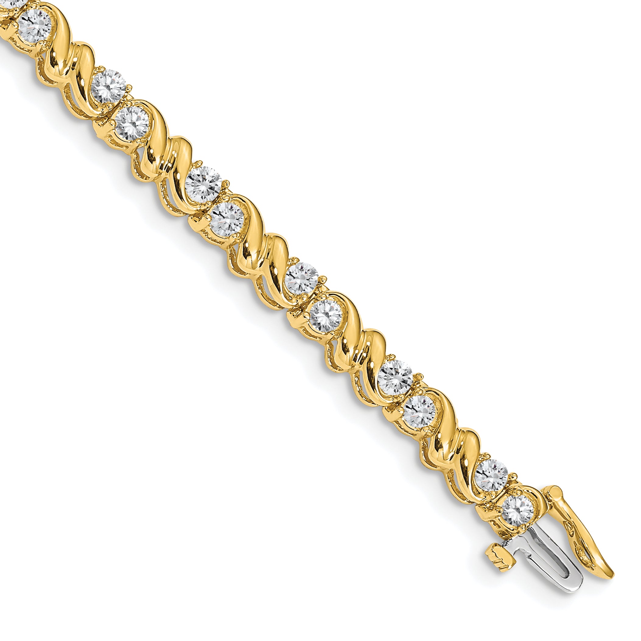 14k Holds 2.88 carat 28-3mm Round Diamond Fancy Swirl 7 inch Tennis Bracelet Mounting (No Stone Included)