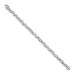 14k White Gold Holds 2.88 carat 28-3mm Round Diamond Fancy Swirl 7 inch Tennis Bracelet Mounting (No Stone Included)