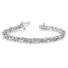 14k White Gold Holds 2.88 carat 28-3mm Round Diamond Fancy Swirl 7 inch Tennis Bracelet Mounting (No Stone Included)